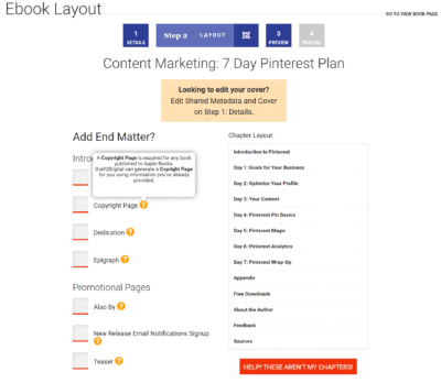 screenshot image of draft2digital / D2D interface