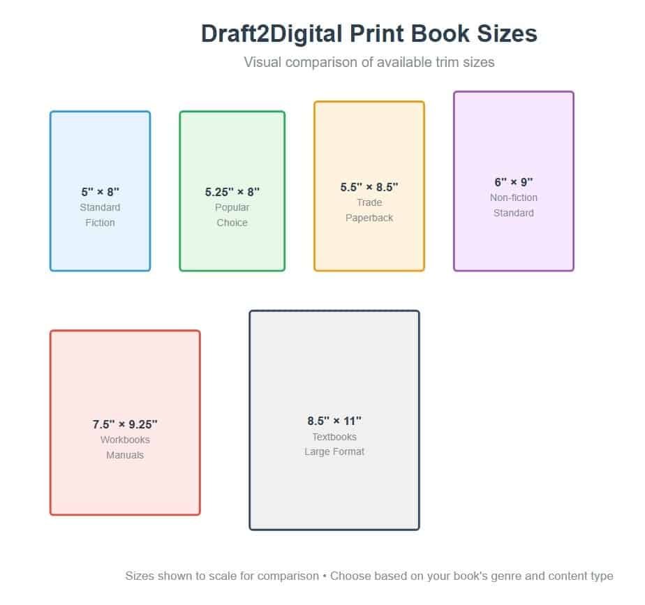 Print Books Sizes on Draft2Digital
