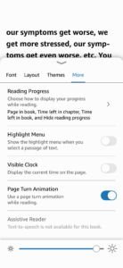 Accessibility Options on a Kindle Reader